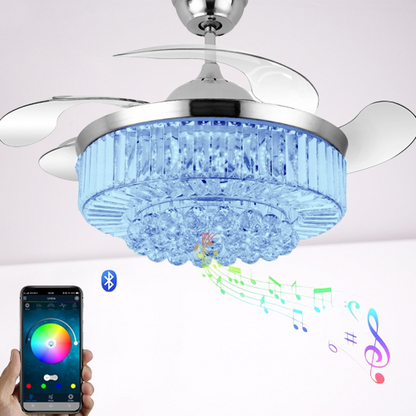 Bright Crystal LED Ceiling Fan Light Speaker - Pexav
