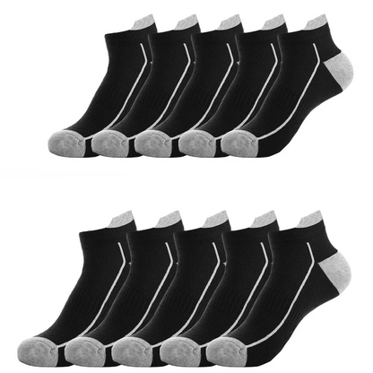 10 PAIRS OF BREATHABLE BAMBOO MEN'S SPORTS SOCKS - ANTI-SLIP-10 pairs D2021XW-10B-Nora Luxe