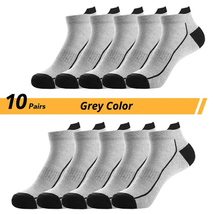 10 PAIRS OF BREATHABLE BAMBOO MEN'S SPORTS SOCKS - ANTI-SLIP-5 pairs DP088-Nora Luxe