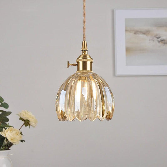 Vintage Style Glass Floral Hanging Lamp - Pexav