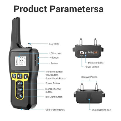Waterproof Rechargeable Dog Training Collar with Remote