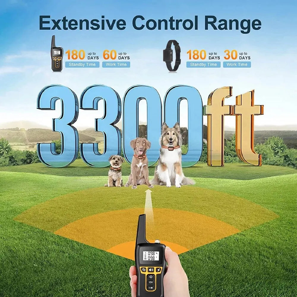 Waterproof Rechargeable Dog Training Collar with Remote