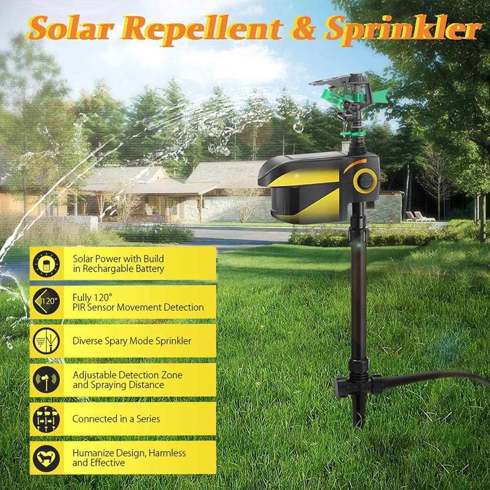 Solar Powered Motion Sprinkler Repellent for Deer Control