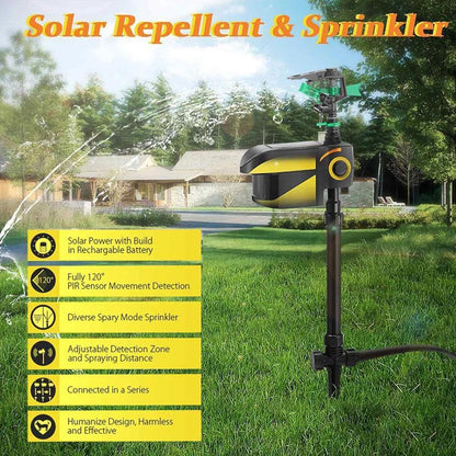 Solar Powered Motion Sprinkler Repellent for Deer Control