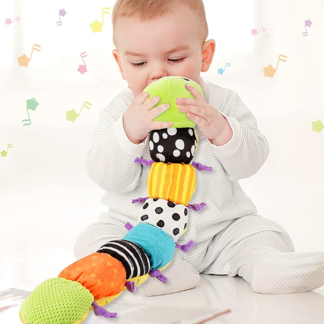 Colorful Baby Plush Toy Caterpillar Rattle