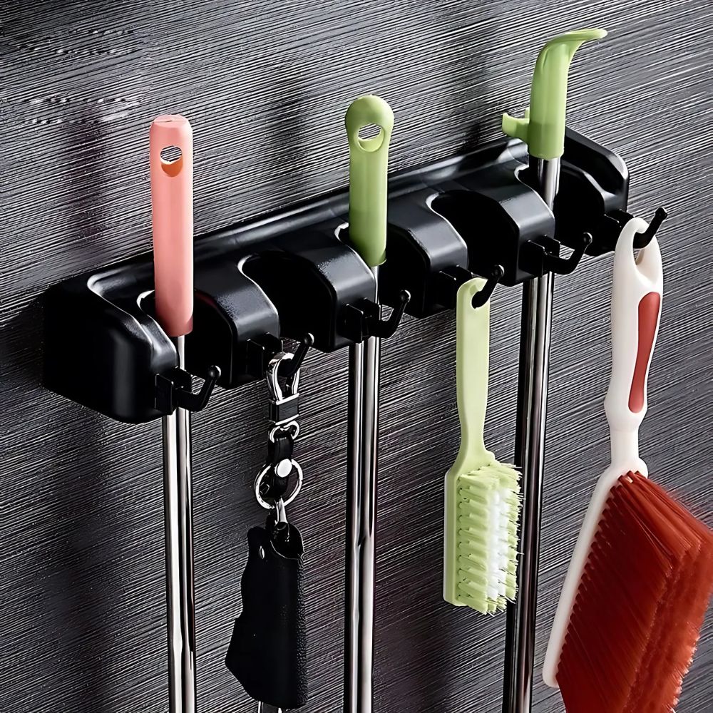 Space Saving Broom and Mop Storage Rack