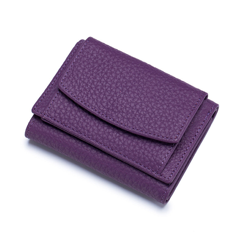 Small Genuine Leather Card Wallet with Coin Pocket