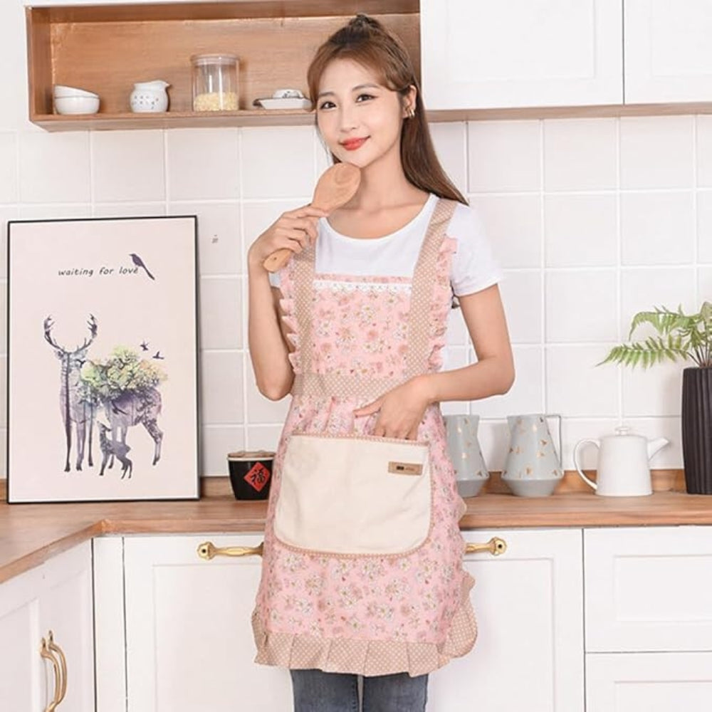 Waterproof Floral Apron for Kitchen Oil Proof Design