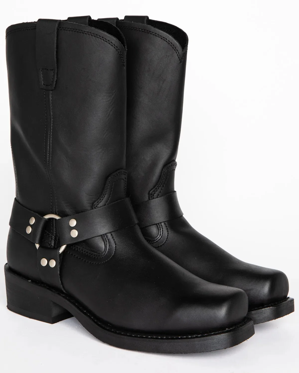 Tough Biker Black Leather Motorbike Boots