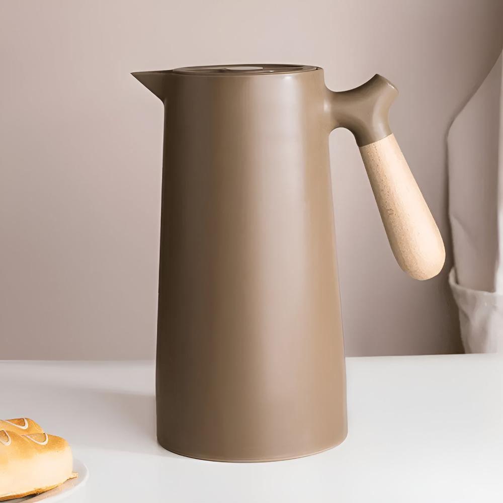 Thermal Coffee Carafe - Stainless Steel Wood Grip