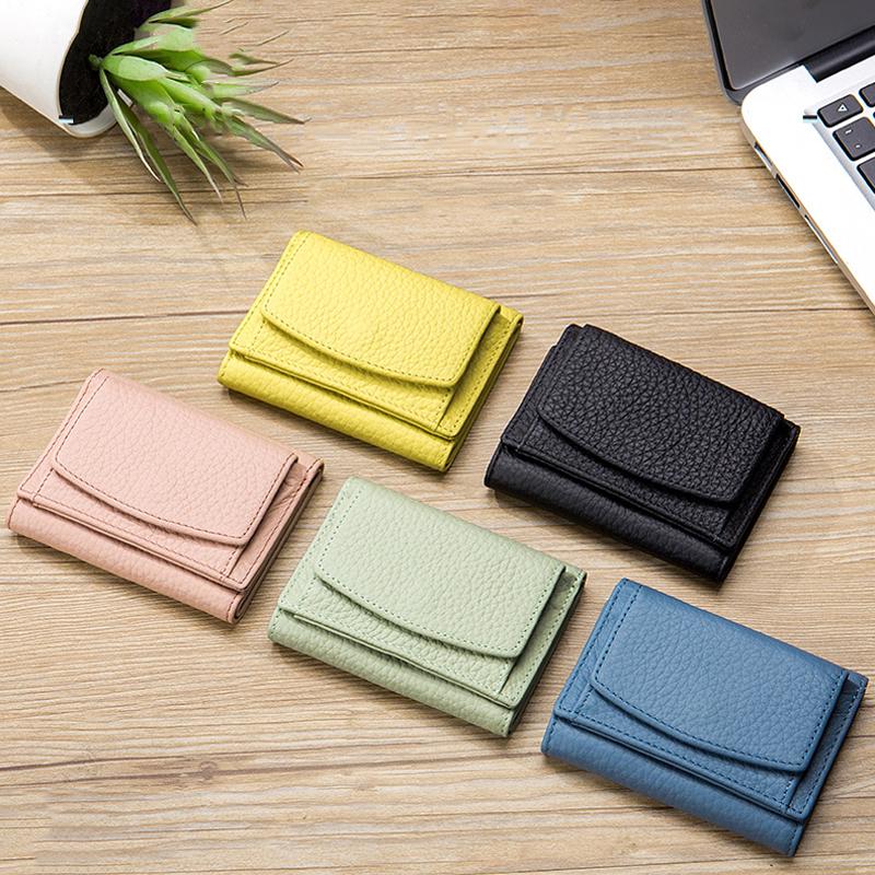 Small Genuine Leather Card Wallet with Coin Pocket