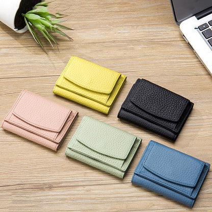 Small Genuine Leather Card Wallet with Coin Pocket