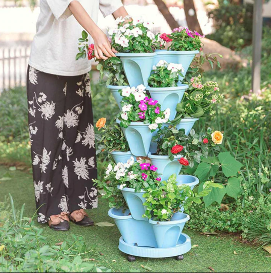 Tall Stackable Garden Flower Pots