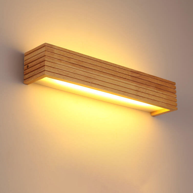 Simple Wood LED Wall Light – Warm White Lamp for Home - Pexav