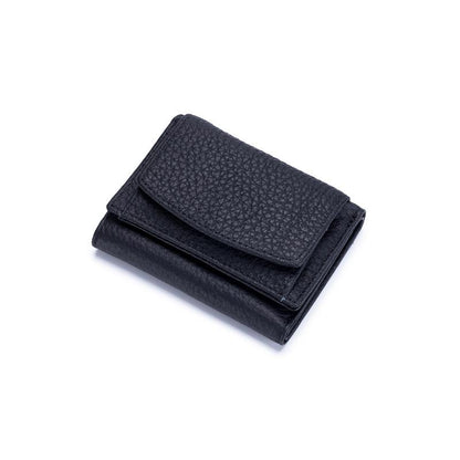 Small Genuine Leather Card Wallet with Coin Pocket