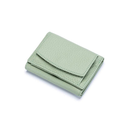 Small Genuine Leather Card Wallet with Coin Pocket