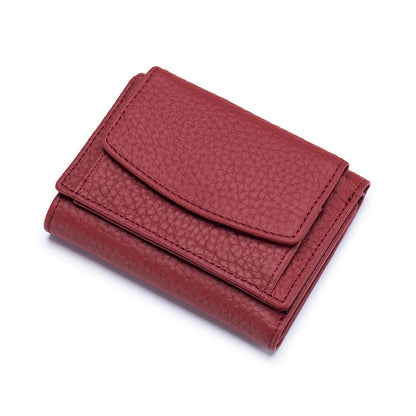 Small Genuine Leather Card Wallet with Coin Pocket