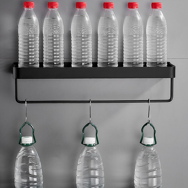 Sleek Black Metal Bath Shelf