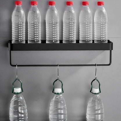 Sleek Black Metal Bath Shelf