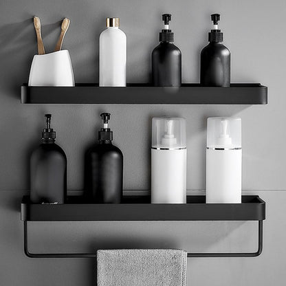 Sleek Black Metal Bath Shelf