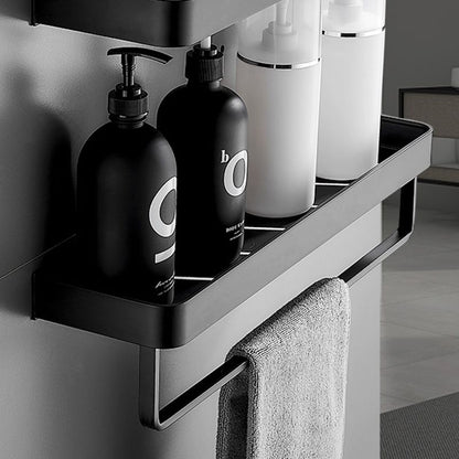 Sleek Black Metal Bath Shelf