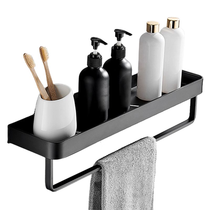 Sleek Black Metal Bath Shelf