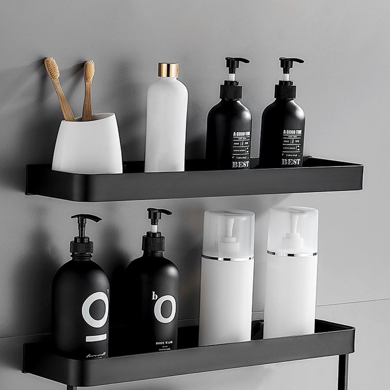 Sleek Black Metal Bath Shelf