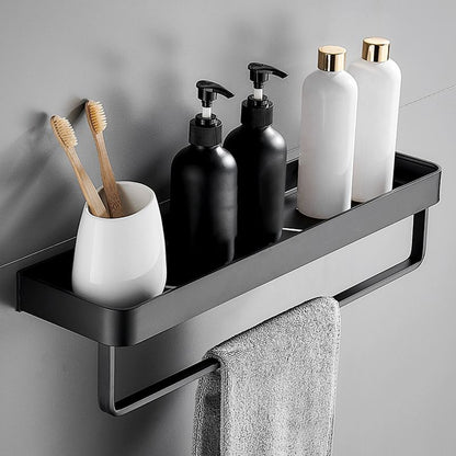 Sleek Black Metal Bath Shelf