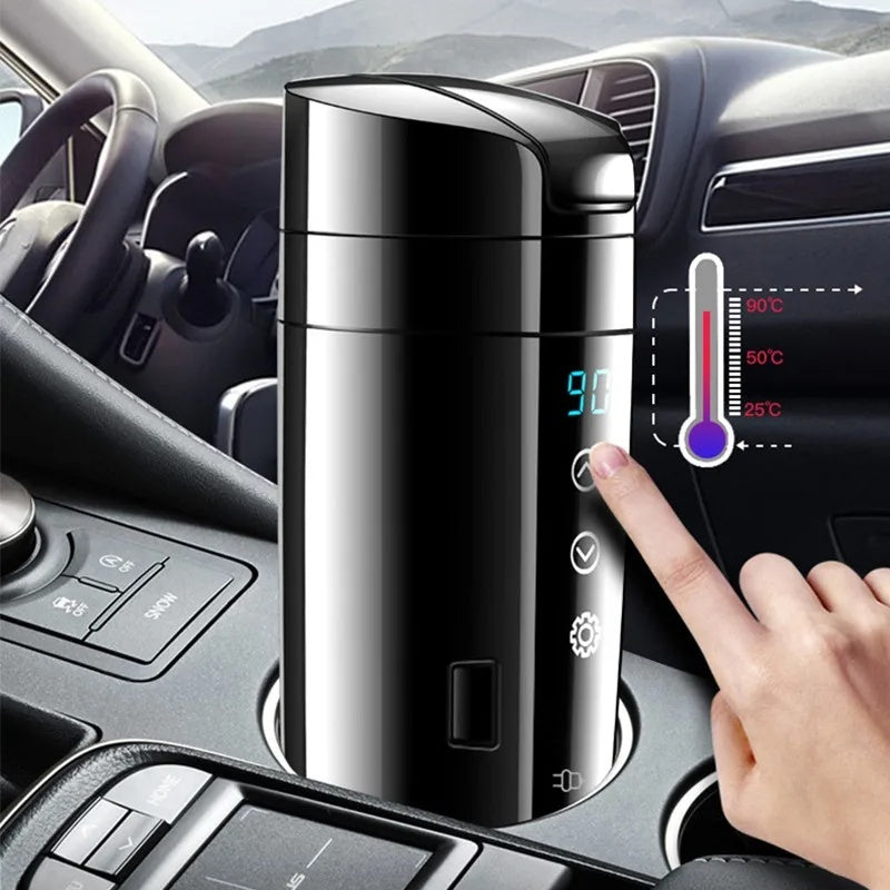 Compact 12V Travel Car Mug Warmer with LCD Screen - Pexav