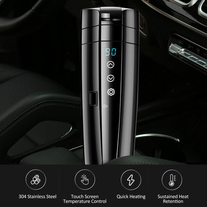 12V 400ml Portable Car Self-Heating Mug – Fast & Efficient Warmer with LCD Display