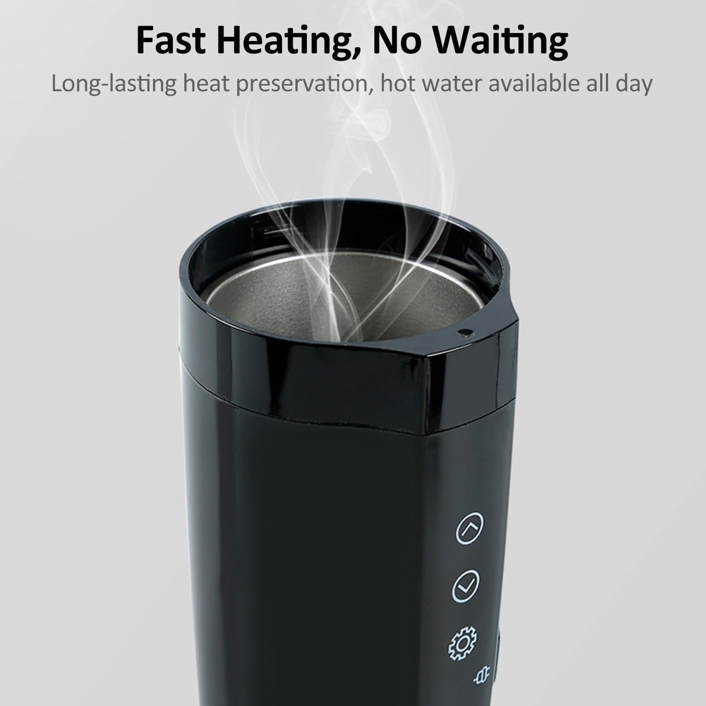 12V 400ml Portable Car Self-Heating Mug – Fast & Efficient Warmer with LCD Display
