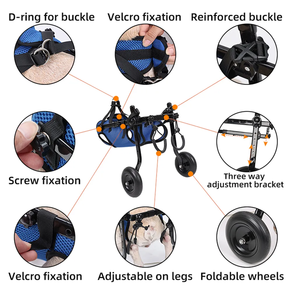 Pet Wheelchair for Injured Dogs Adjustable Support Cart