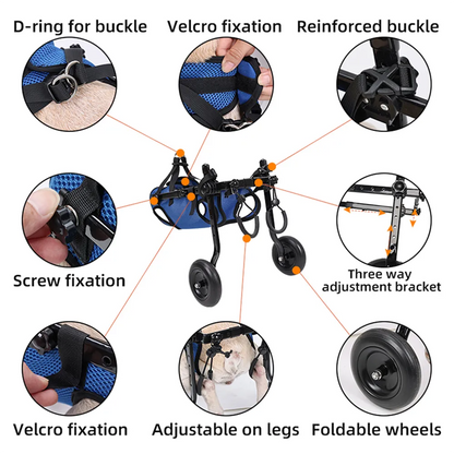 Pet Wheelchair for Injured Dogs Adjustable Support Cart