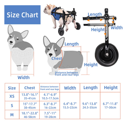 Pet Wheelchair for Injured Dogs Adjustable Support Cart