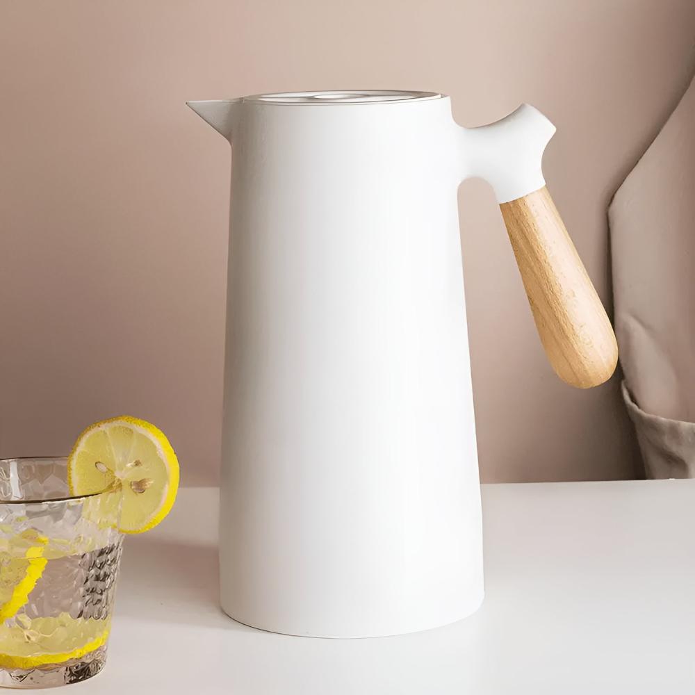 Thermal Coffee Carafe - Stainless Steel Wood Grip