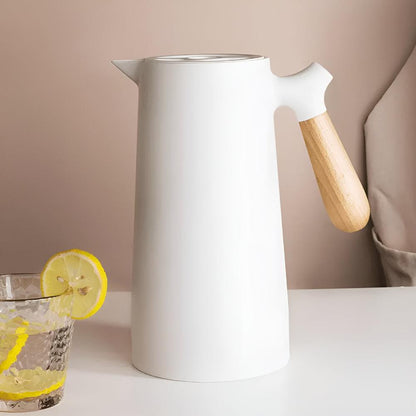 Thermal Coffee Carafe - Stainless Steel Wood Grip