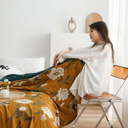 Reversible Cotton Quilt with Boho Yellow Floral Design – Soft, Durable, Machine Washable for Indoor/Outdoor Use 4