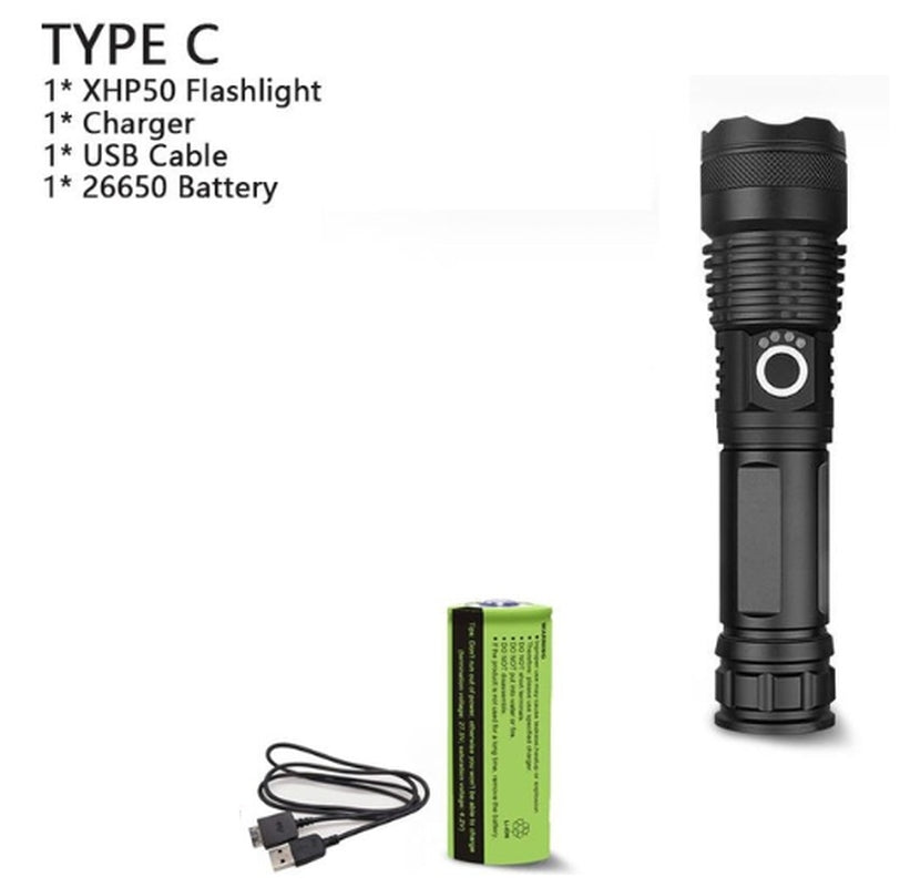 Brightest 150000 Lumens USB Rechargeable LED Torch
