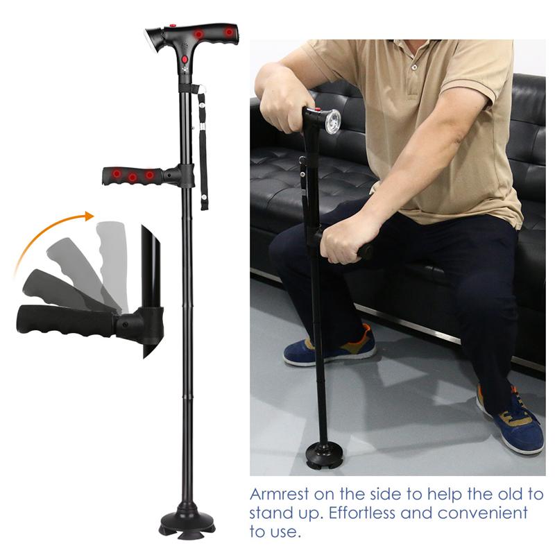Compact Adjustable LED Folding Cane