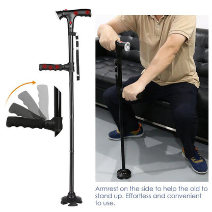 Compact Adjustable LED Folding Cane