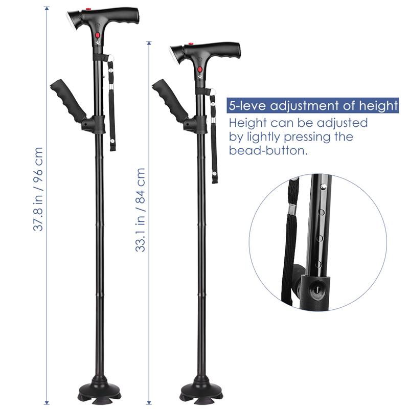 Compact Adjustable LED Folding Cane