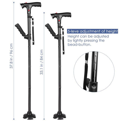 Compact Adjustable LED Folding Cane