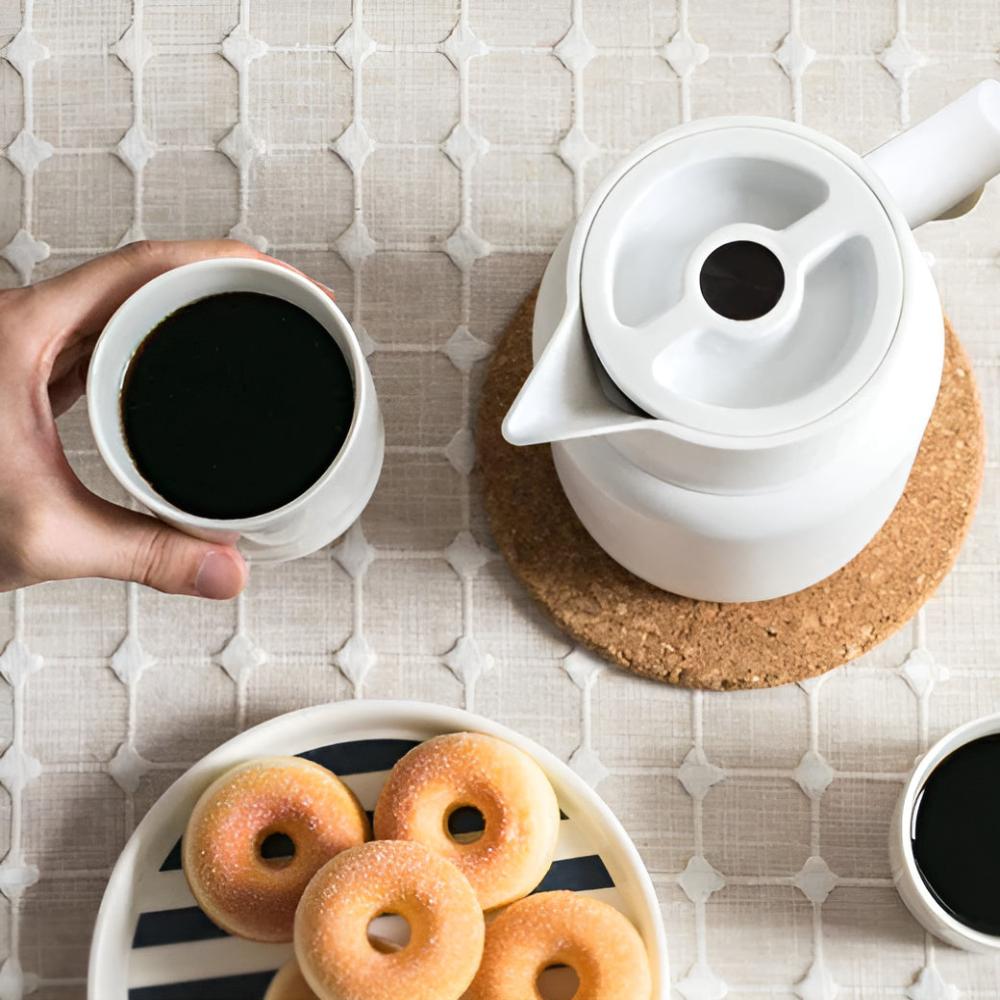 Thermal Coffee Carafe - Stainless Steel Wood Grip