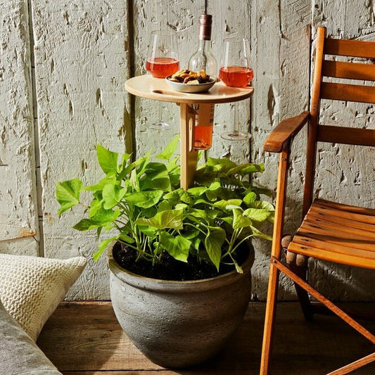 Collapsible Outdoor Wine Table with Cup Holders - Pexav