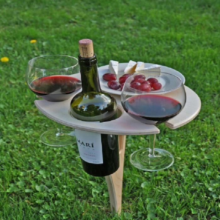 Collapsible Outdoor Wine Table with Cup Holders