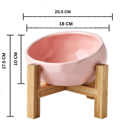 Comfortable Raised Pet Feeder with Wooden Base