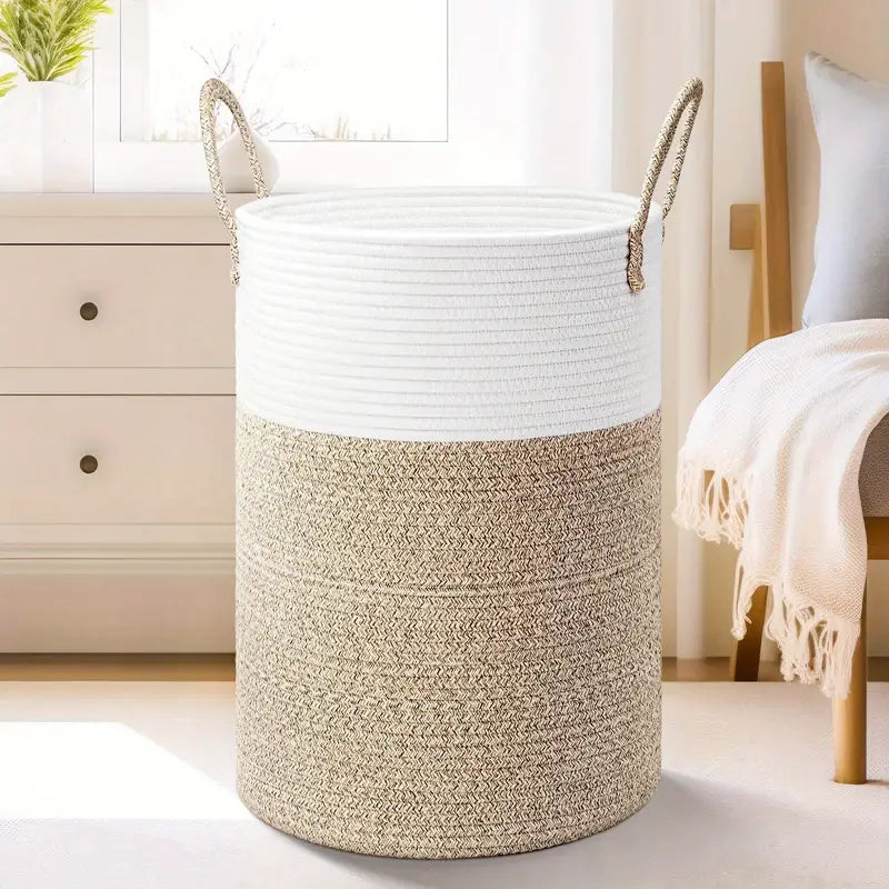 Collapsible Rope Basket - Strong Cotton Storage Container - Pexav