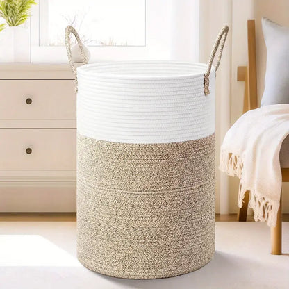 Collapsible Rope Basket - Strong Cotton Storage Container - Pexav