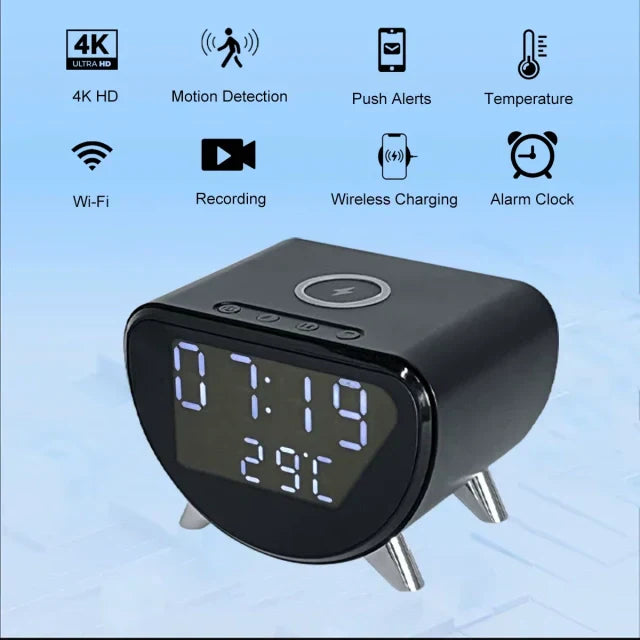 Compact WiFi Security Camera Clock