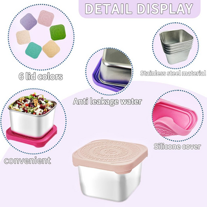 175ml Stainless Steel Snack Boxes for Kids - 6-Pack-Lightly colored-Nora Luxe